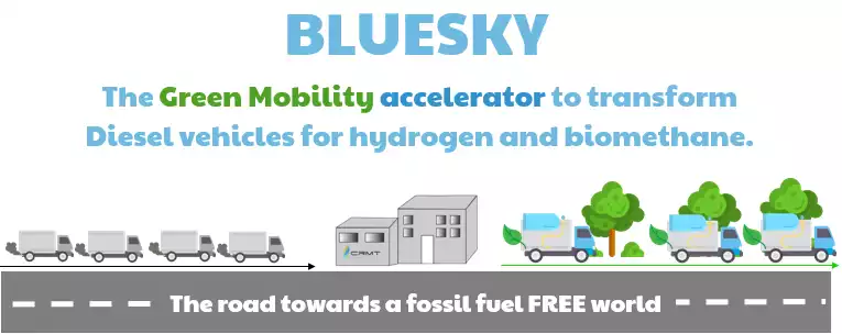 BLUESKY: a kit to convert diesel vehicles to hydrogen and biomethane